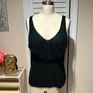 English Factory Black Fringe Sweater Tank